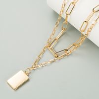Thick Chain Multilayer Alloy Punk Style Rectangular Necklace sku image 2