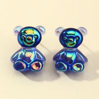 Cute Colorful Bear Earrings sku image 1