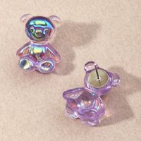 Cute Colorful Bear Earrings sku image 5