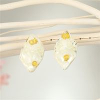 Korean Creative Personality Simple Diamond-shaped Dried Flower Earrings sku image 1