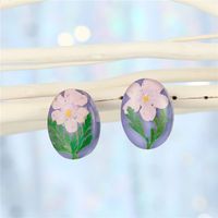 Dried Flower Oval Resin Earrings sku image 2