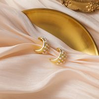 Aretes De Perlas De Arco Semicircular Retro Coreanos sku image 1