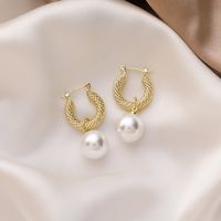 Fashion Retro Metal Pearl Earrings sku image 2