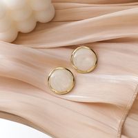 Round Opal Button Earrings sku image 2