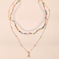 Bohemian Hand-woven Pearl Letters Multi-layer Necklace sku image 1