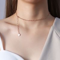 Fashion Tide Round Heart Sleeve Titanium Steel Twist Piece Ring Necklace Bracelet Clavicle Chain Set sku image 55