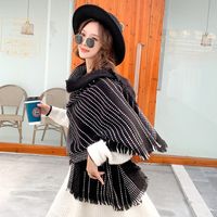 Dotted Striped Tassel Thickened Scarf main image 1