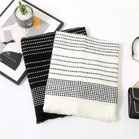 Dotted Striped Tassel Thickened Scarf main image 5