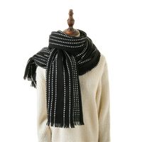 Dotted Striped Tassel Thickened Scarf main image 6