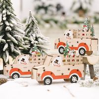 Haobei Christmas Decoration Festive Supplies Wooden Diy Car Decoration Santa Claus Supplies Creative Car Decoration main image 1