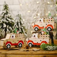 Haobei Christmas Decoration Festive Supplies Wooden Diy Car Decoration Santa Claus Supplies Creative Car Decoration main image 5