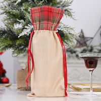 Christmas Ornaments Red Flower Linen Wine Bottle Bag main image 5