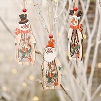 Christmas Tree Ornaments Wooden Hollow Deer Pendant main image 6