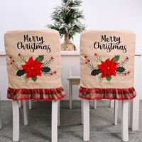Christmas Decorations Red Flower Linen Chair Cover main image 3