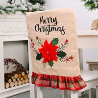 Christmas Decorations Red Flower Linen Chair Cover main image 4