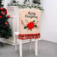 Christmas Decorations Red Flower Linen Chair Cover main image 5