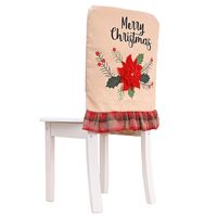Christmas Decorations Red Flower Linen Chair Cover main image 6
