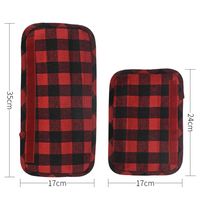 Christmas Decoration Red And Black Plaid Linen Refrigerator Cover Microwave Oven Glove Four-piece main image 5