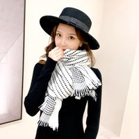 Dotted Striped Tassel Thickened Scarf sku image 1