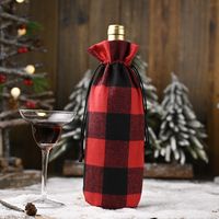 Weihnachtsdekoration Rote Und Schwarze Große Gitterweinflaschenabdeckung sku image 1