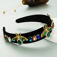 Alloy Bee Diamond-studded Gold Velvet Headband sku image 4