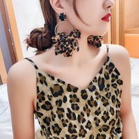 925 Silver Needle Leopard Print Earrings Exaggerated Big Earrings Fabric Earrings main image 1