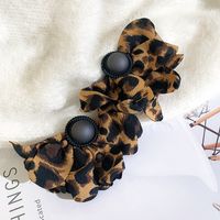 925 Silver Needle Leopard Print Earrings Exaggerated Big Earrings Fabric Earrings sku image 1