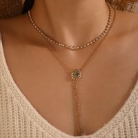 Bohemian Hollow Flower Tassel Alloy Colorful Diamond Chain Necklace main image 1