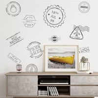 Solid Color Retro Stamp Wall Stickers main image 1