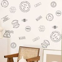 Solid Color Retro Stamp Wall Stickers main image 3