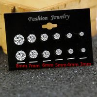 Multi-size Diamond Earrings 6 Pairs Set main image 5