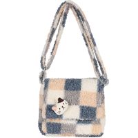 Vintage Hit Color Lamb Hair Plaid Shoulder Bag main image 6