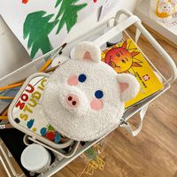 Cute Lamb Fur Bear Puppy Soft Shoulder Small Bag sku image 1