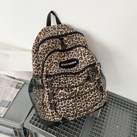Retro Leopard Print Large-capacity Schoolbag sku image 2