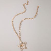 Fashion Butterfly Pearl Hollow Star Chain Necklace main image 5