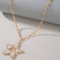 Fashion Butterfly Pearl Hollow Star Chain Necklace main image 6