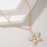 Fashion Butterfly Pearl Hollow Star Chain Necklace main image 7