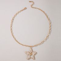 Fashion Butterfly Pearl Hollow Star Chain Necklace main image 8