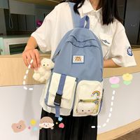 Korean Student Hit Color Backpack Soft School Bag main image 3