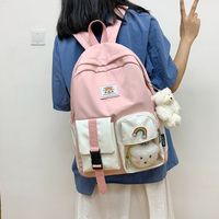 Korean Student Hit Color Backpack Soft School Bag main image 5