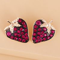 Fashion Full Diamond Black Strawberry Earrings main image 3