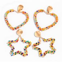 Rice Bead Fashion Heart-shaped Alloy Earrings main image 2