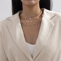 Conjunto De Collar De Mariposa Con Letras De Diamantes De Moda main image 4