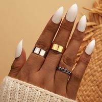 Simple Retro Gold Silver Alloy Ring 3-piece Set main image 1