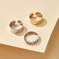 Simple Retro Gold Silver Alloy Ring 3-piece Set main image 4