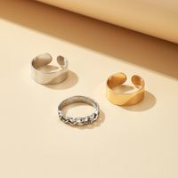 Simple Retro Gold Silver Alloy Ring 3-piece Set main image 5