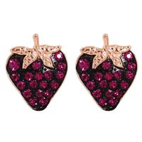 Fashion Full Diamond Black Strawberry Earrings sku image 1