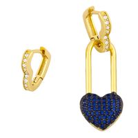 Asymmetrical Diamond Fashion Heart Earrings sku image 1