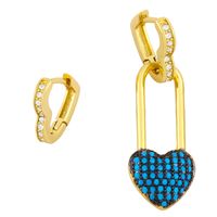 Asymmetrical Diamond Fashion Heart Earrings sku image 2