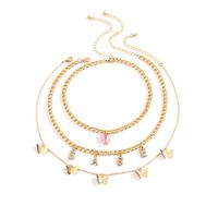 Fashion Diamond Letter Butterfly Necklace Set sku image 1